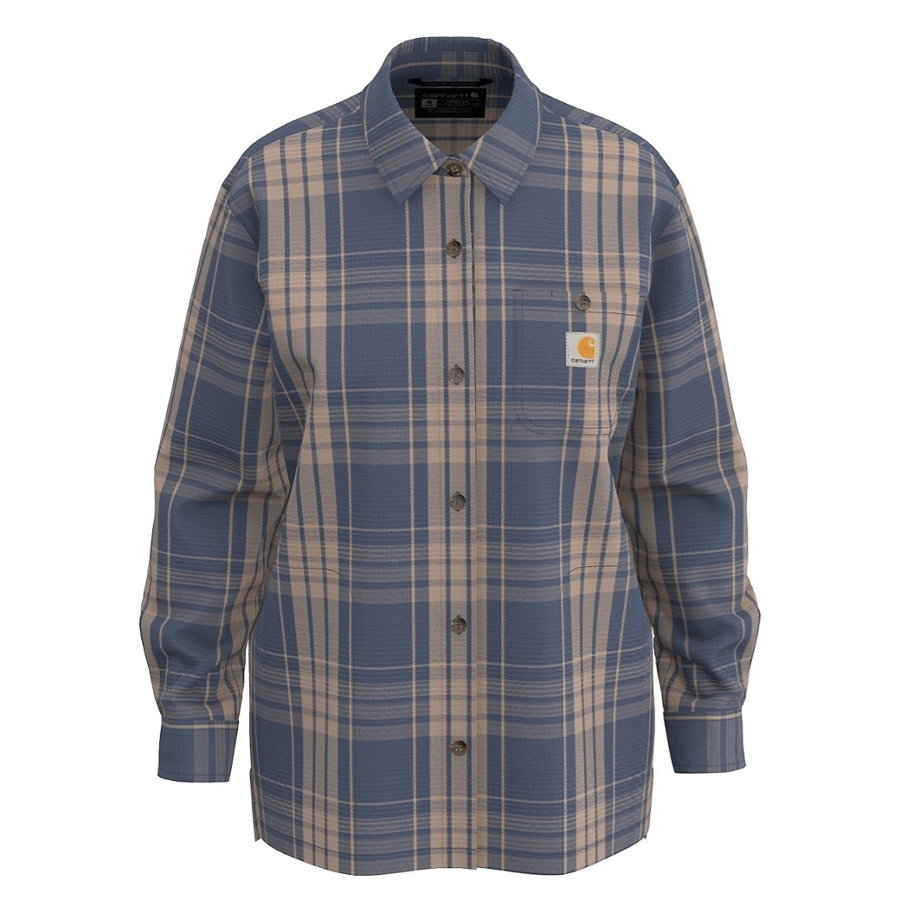 TENCEL LOOSE FIT TWILL PLAID - FADED NAVY Photo