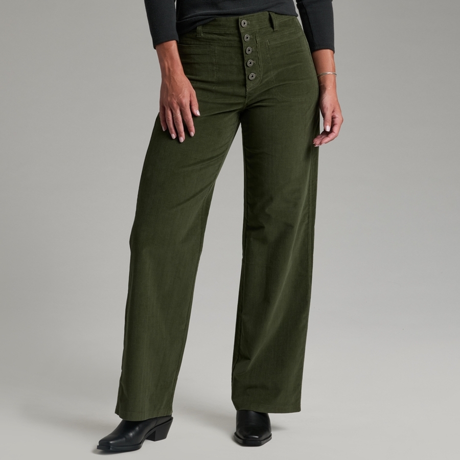LYDIA CORD WIDE-LEG - DARK MOSS Photo