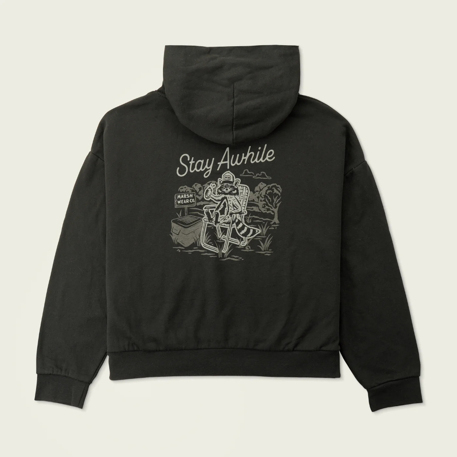 STAY AWHILE PULLOVER HOODIE - BLACK Photo