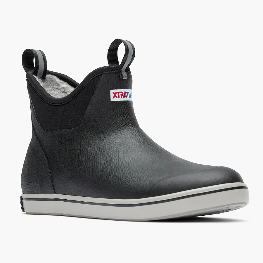 FLEECE LINED ANKLE DECK BOOT - BLACK Photo