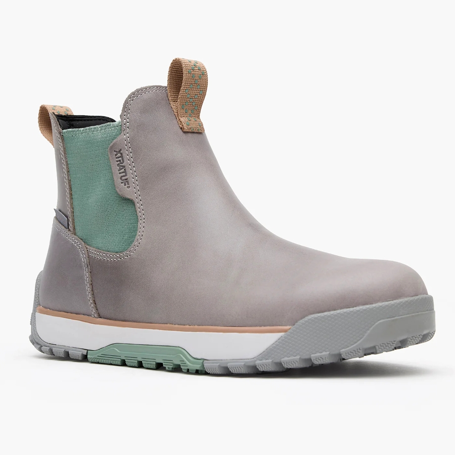 LEATHER ANKLE DECK BOOT - GREY Photo
